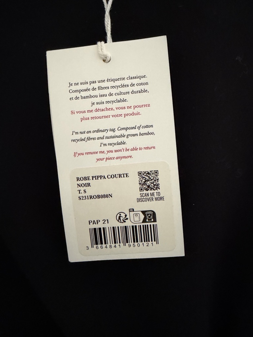Sezane Black robe Pippa courte Short-Sleeve Tie-Waist Mini Dress - Picture 5 of 9